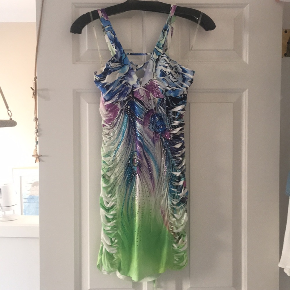 S-Twelve designer mini dress with Crystals . Sz sm